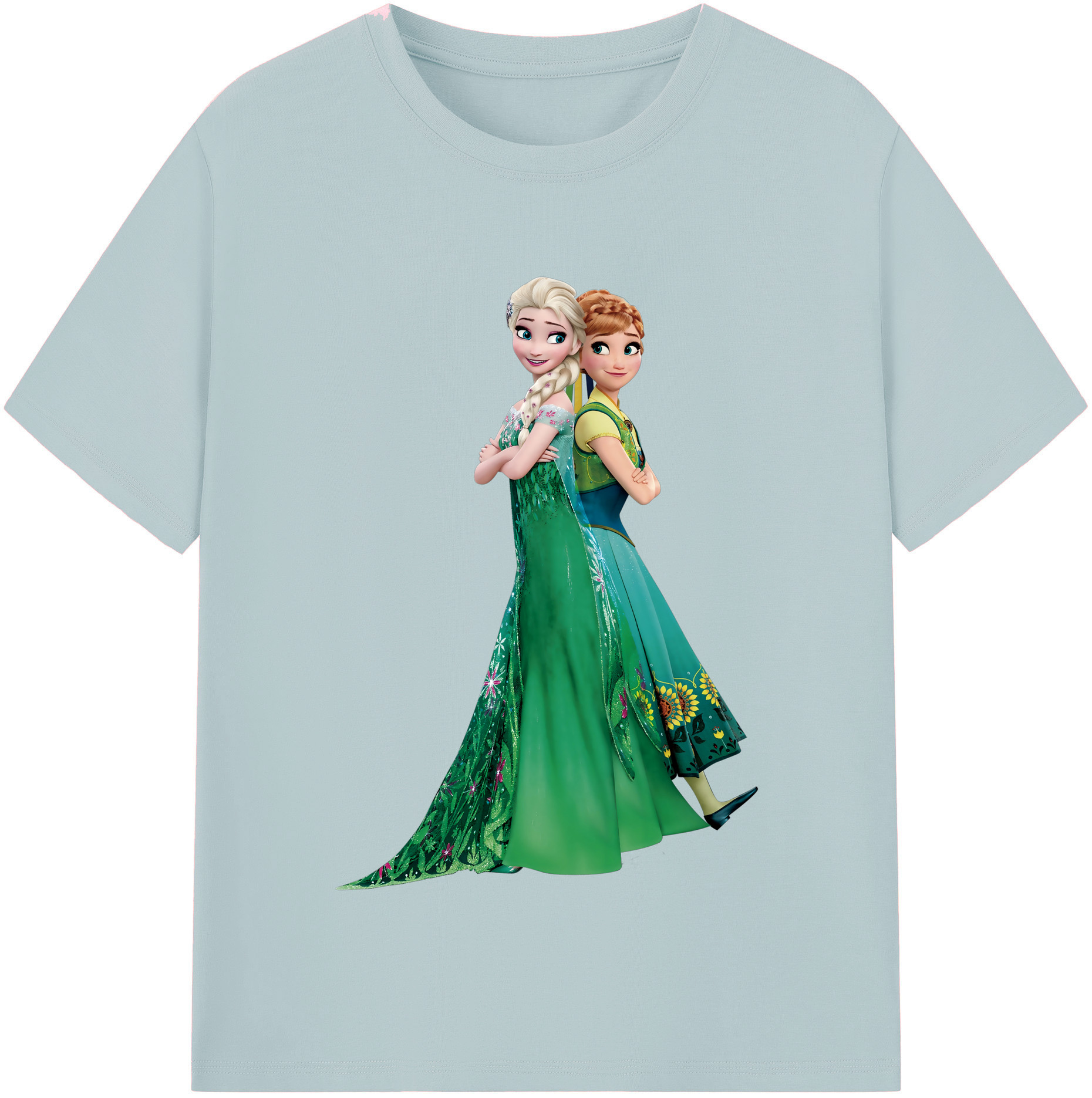 （画像用） アナと雪の女王 アンナ エルサ Frozen Anna Elsa 綿100％半袖Tシャツ（フロントプリント）